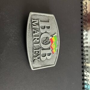 Bob Marley Metal Belt Buckle - Silver with Rasta Accent